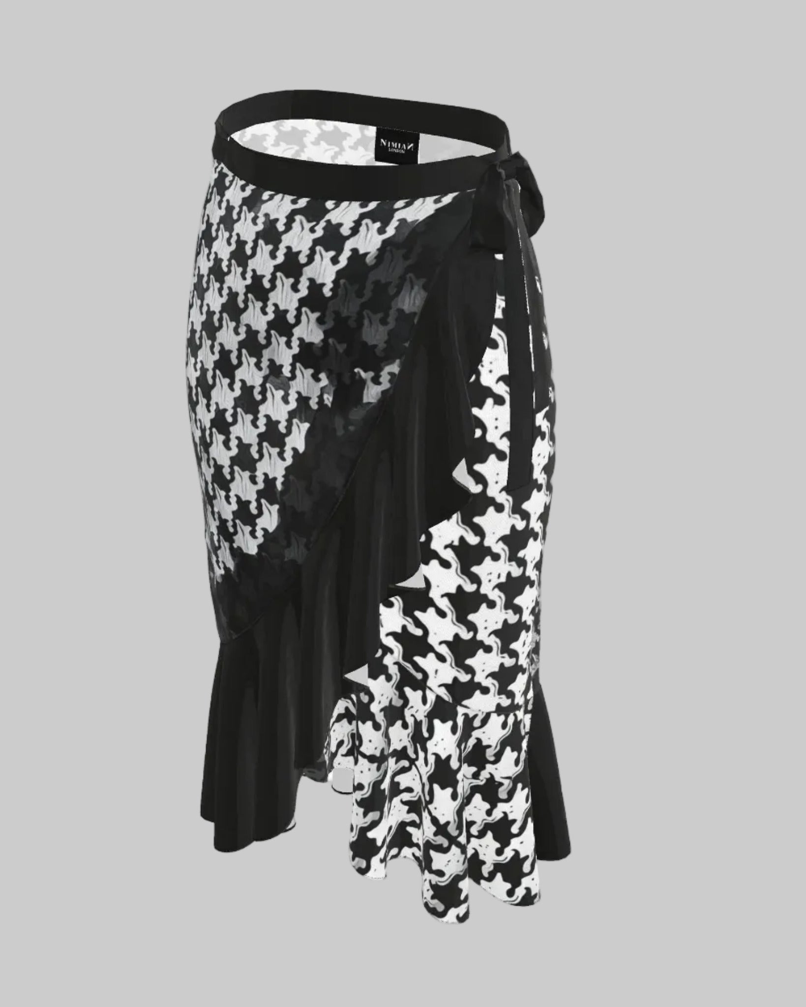 Flounce Skirt Pied-de-coq print