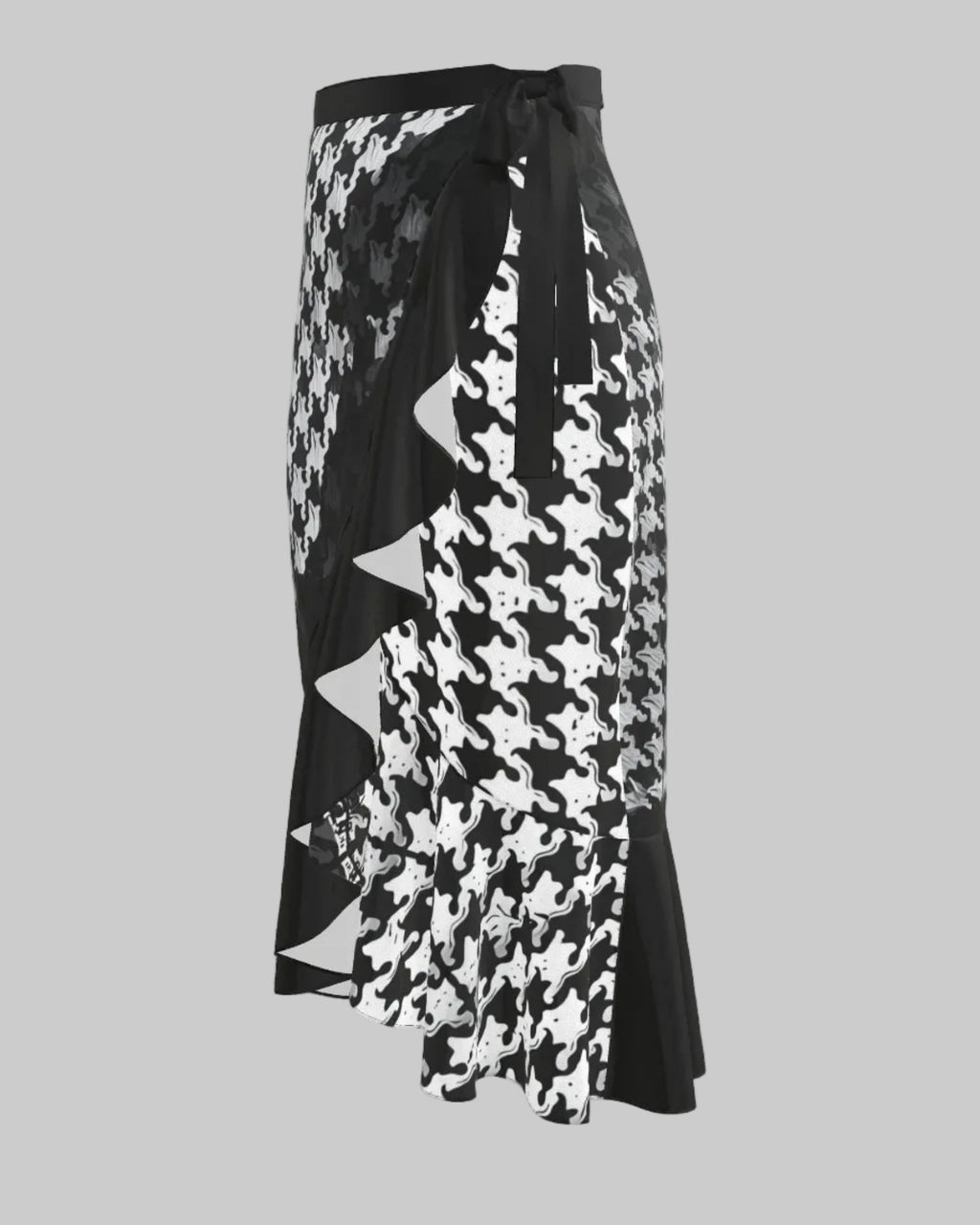 Flounce Skirt Pied-de-coq print