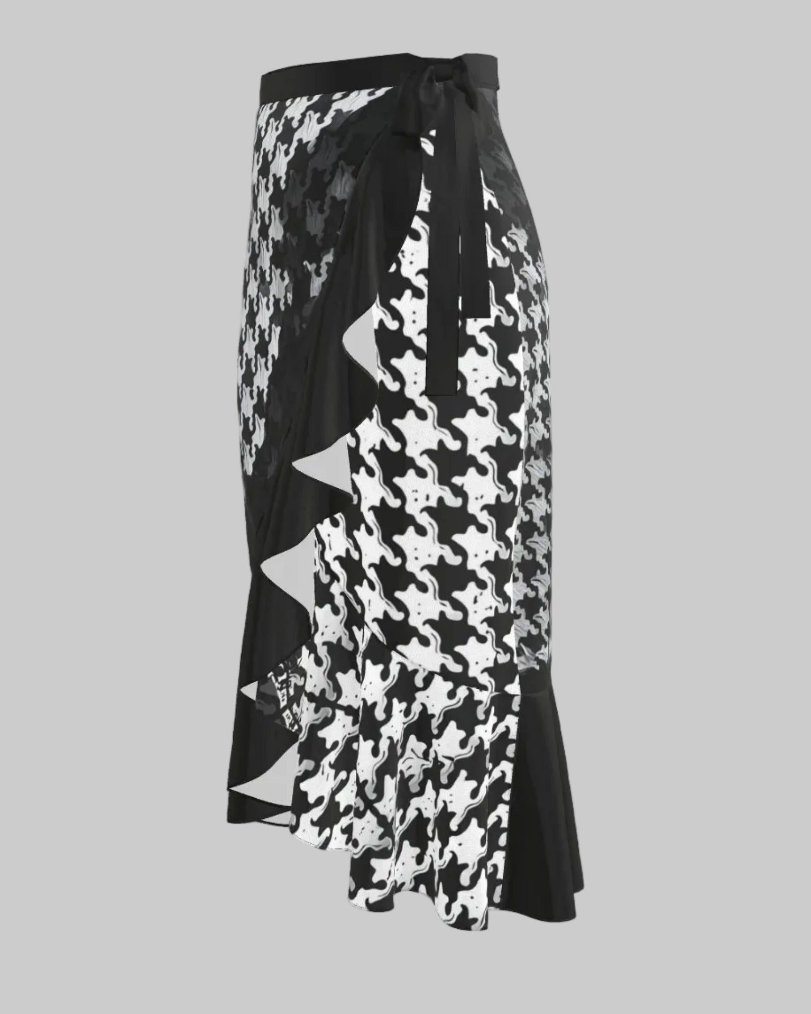 Flounce Skirt Pied-de-coq print