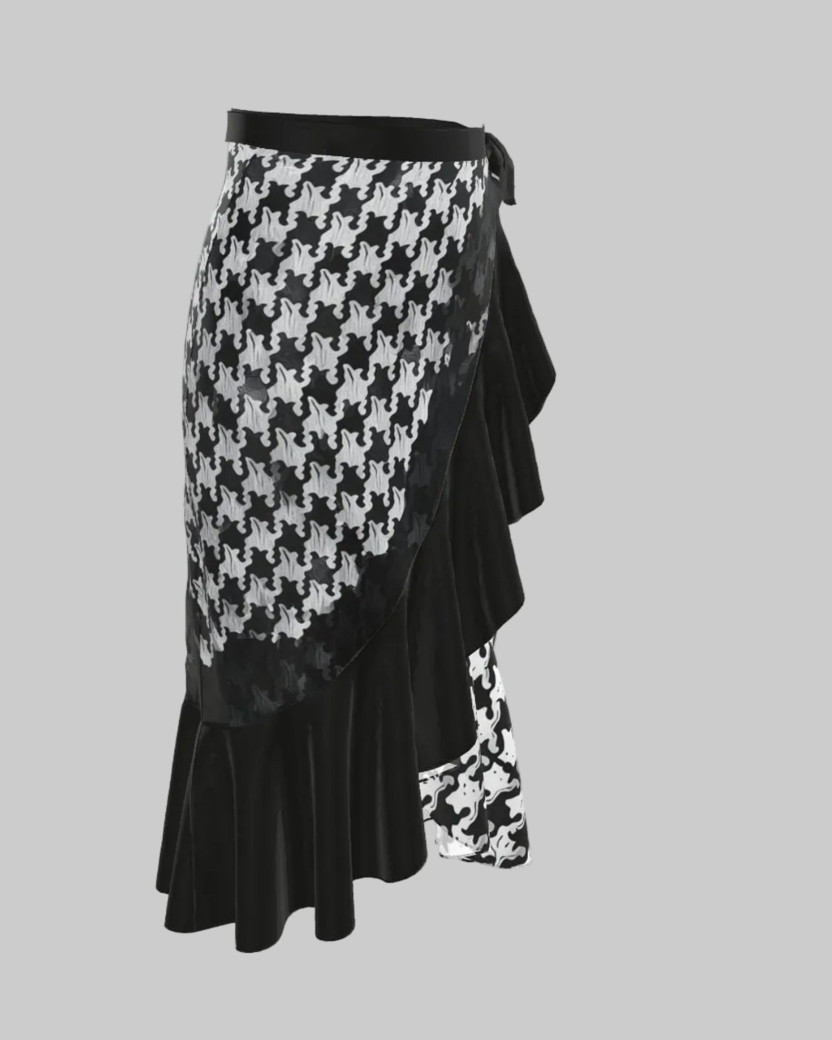 Flounce Skirt Pied-de-coq print