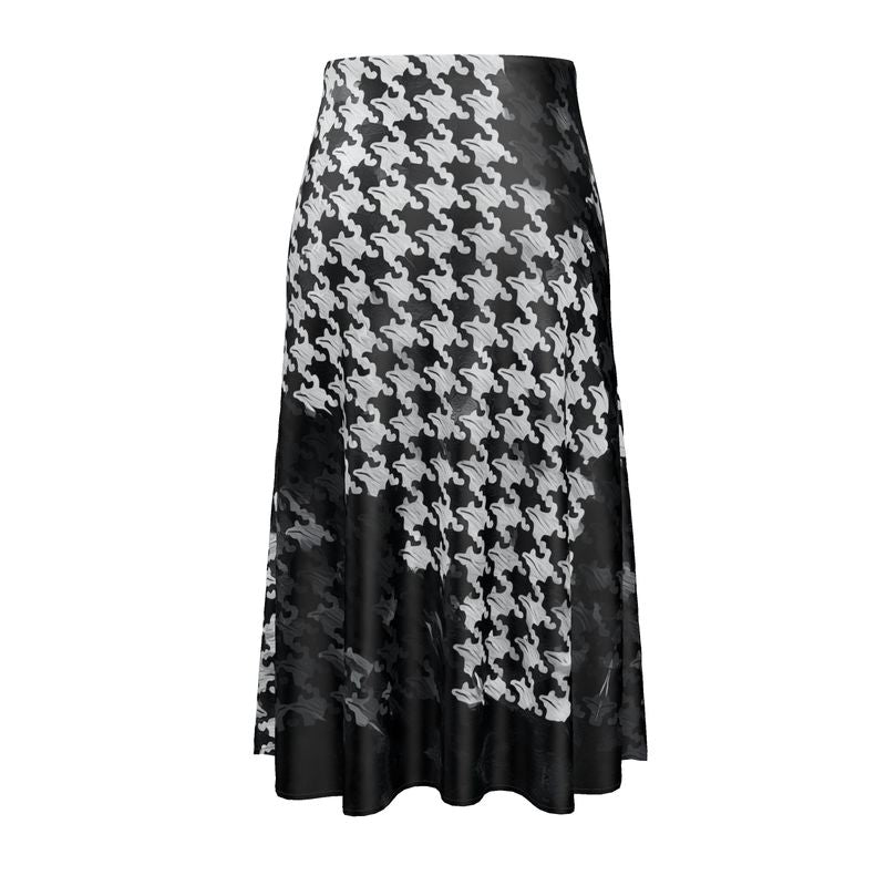 NimiaN Noir Houndstooth Midi Skirt (A-Line)