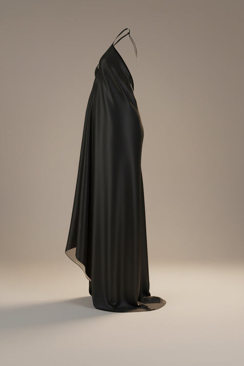 Halterneck Black Backless Dress