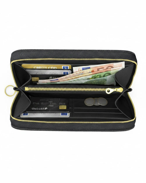 Black Leather Zip Purse