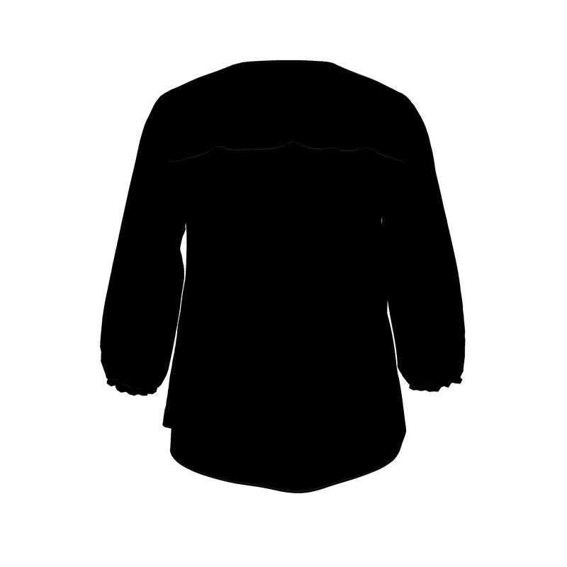 NimiaN Minimal Black Blouse – Elastic Cuff Sleeves