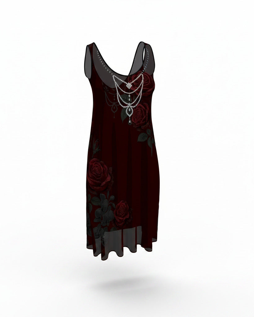 Sleeveless Midi Dress Dark Romance