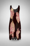 Sleeveless Midi Dress Maxi Caladium Thai Beauty Pattern