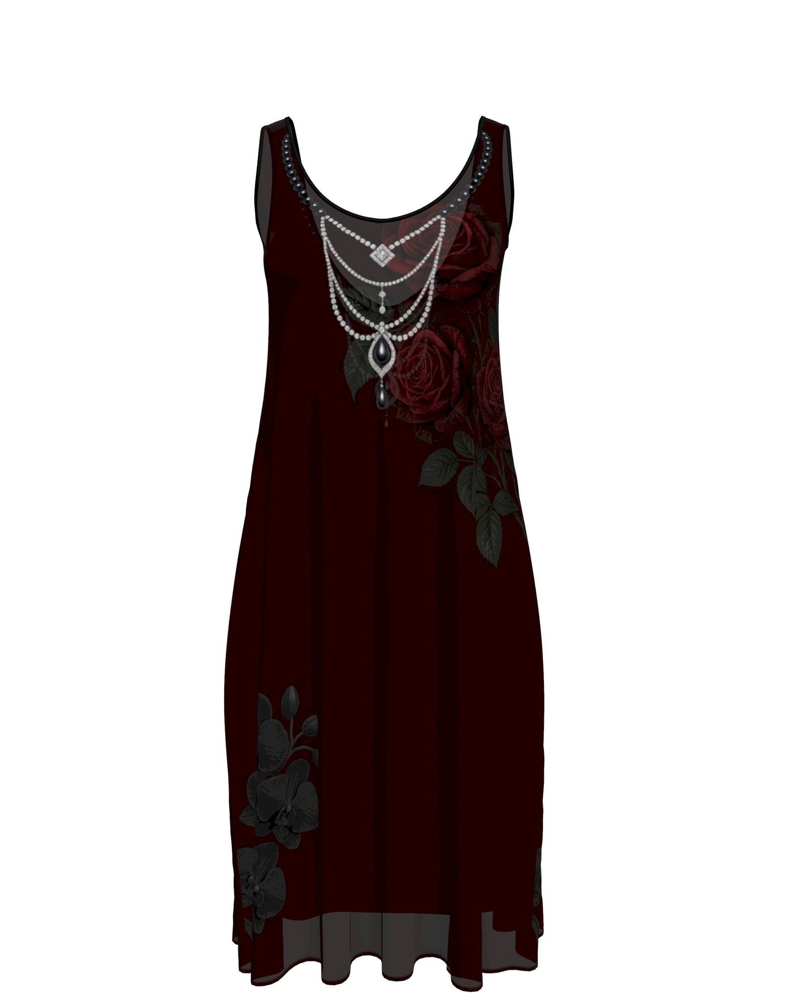 Sleeveless Midi Dress Dark Romance
