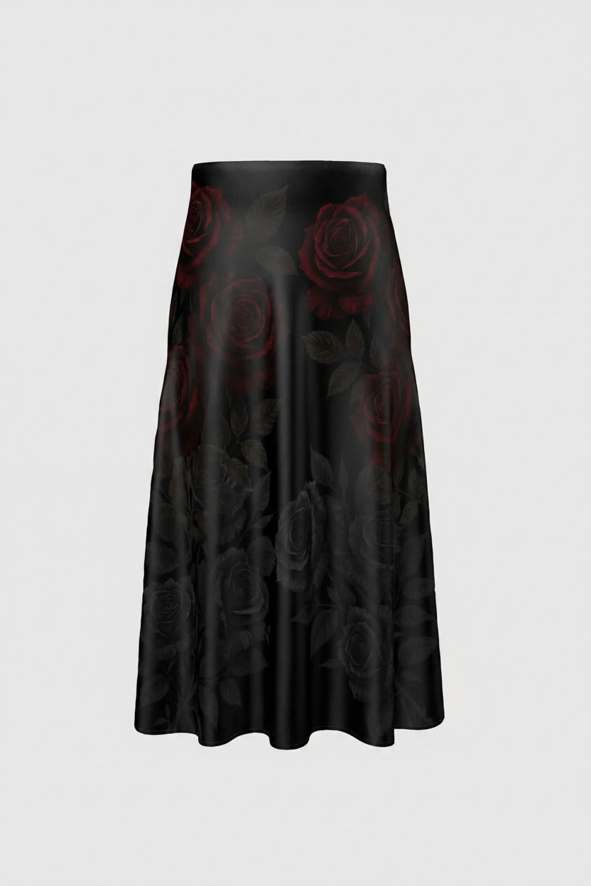 Midi Skirt Red Roses