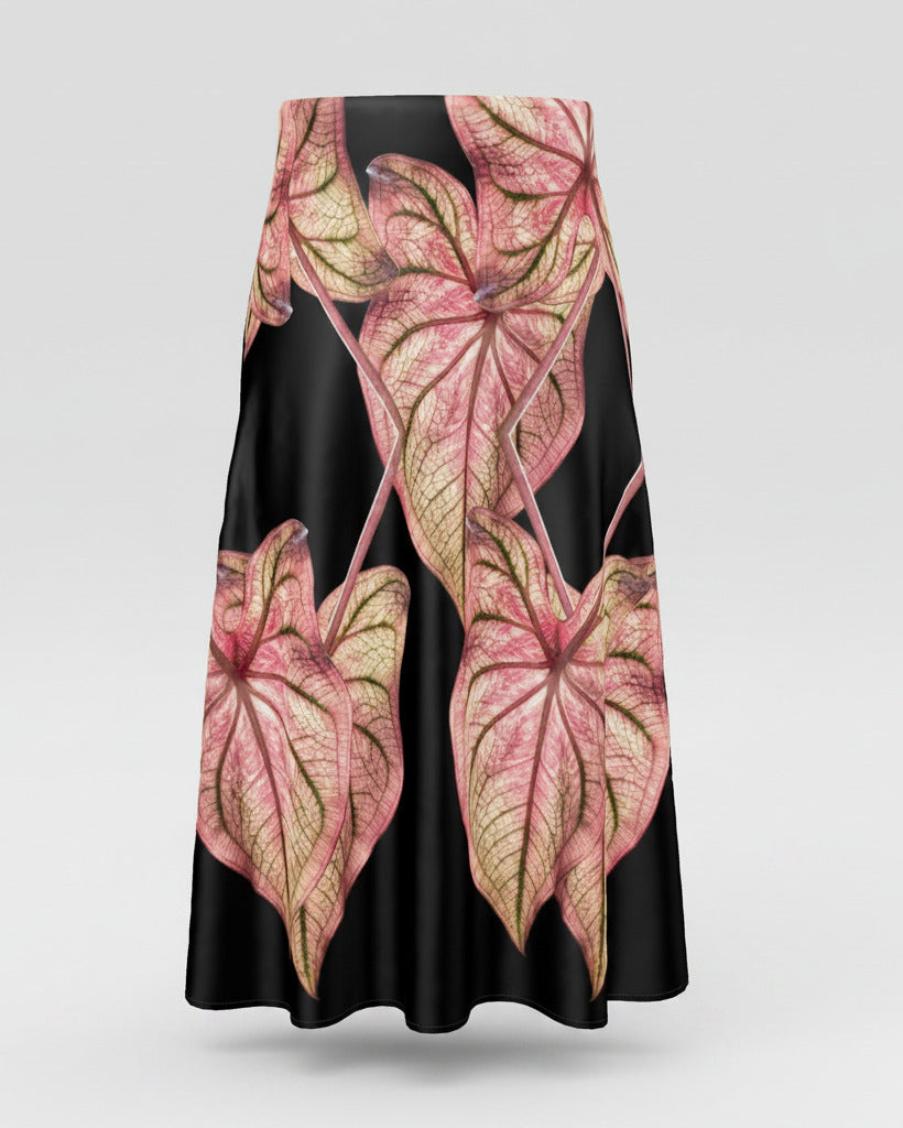 Midi Skirt Maxi Caladium Thai Beauty Pattern
