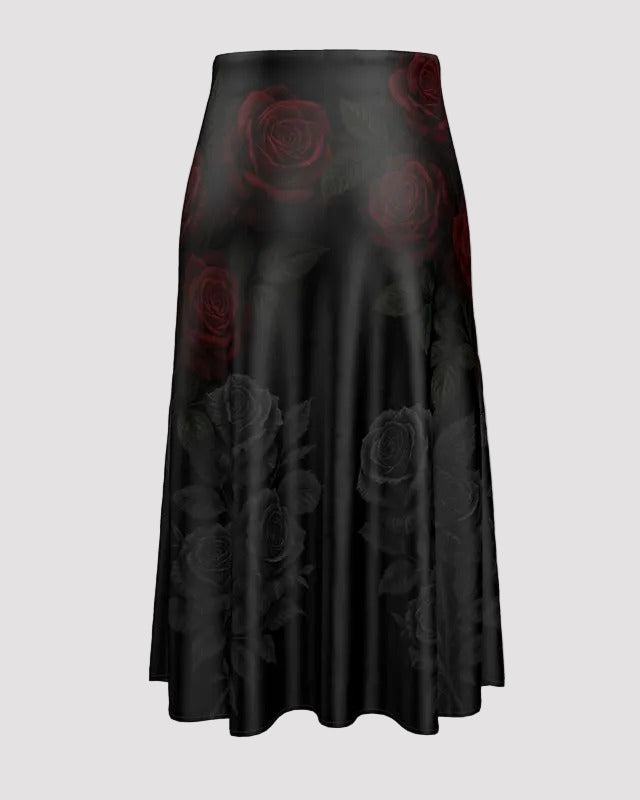 Midi Skirt Red Roses