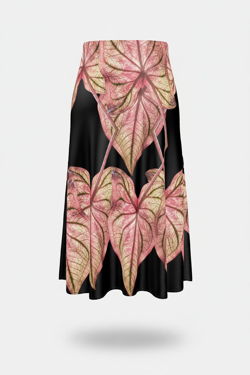 Midi Skirt Maxi Caladium Thai Beauty Pattern