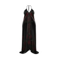 Halterneck backless dress red roses