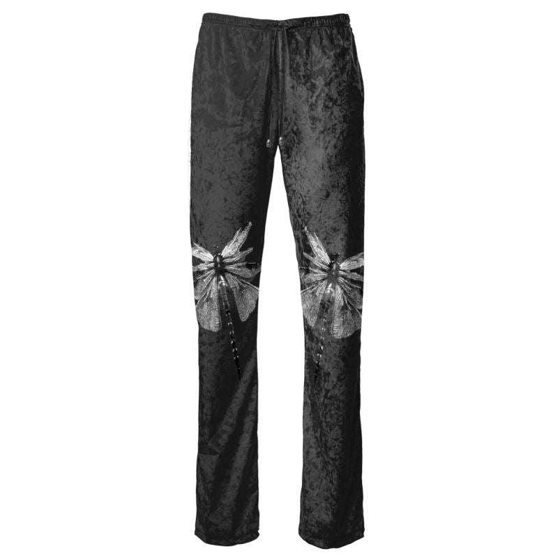 NimiaN Dragonfly Printed Wide-Leg Trousers (Black)