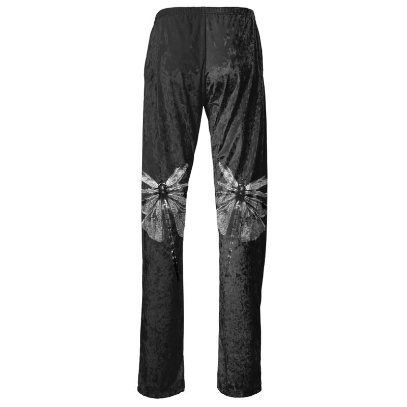 NimiaN Dragonfly Printed Wide-Leg Trousers (Black)