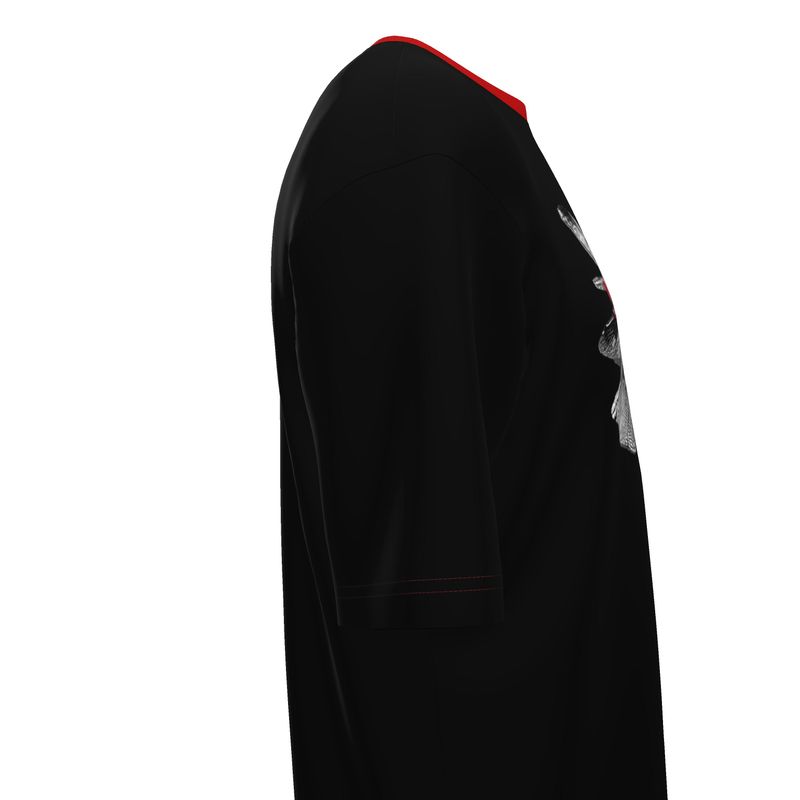 NimiaN Men’s Oversized Graphic T-Shirt – Dragonfly (Red collar)