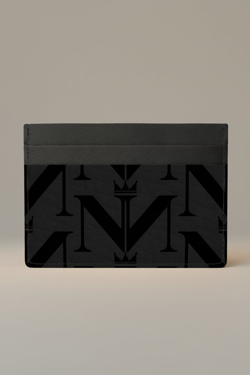 NimiaN Monogram Leather Card Holder (Black)