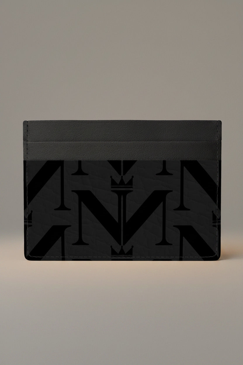 NimiaN Monogram Leather Card Holder (Black)