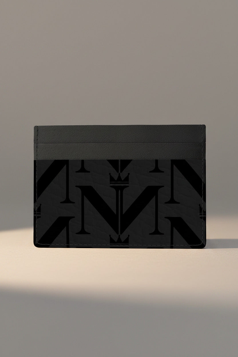 NimiaN Monogram Leather Card Holder (Black)