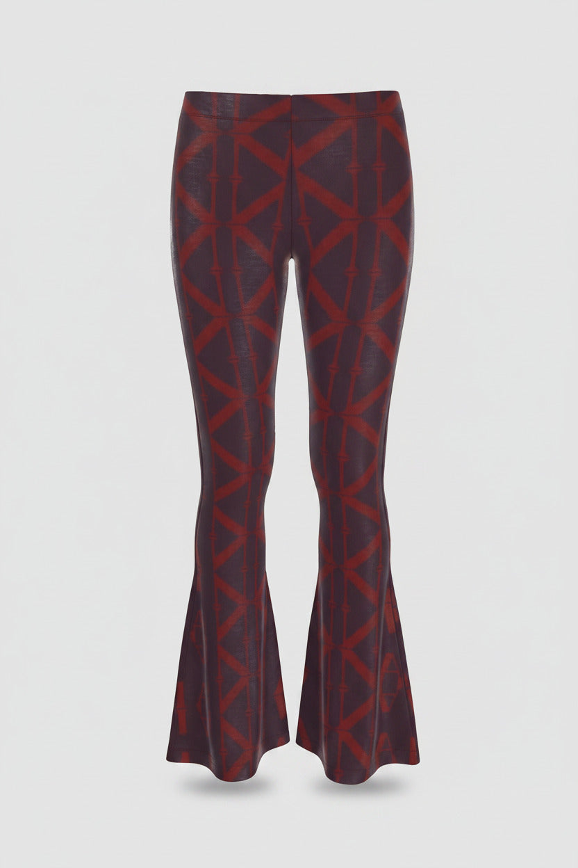High-Rise Flared Leggings Red Logo