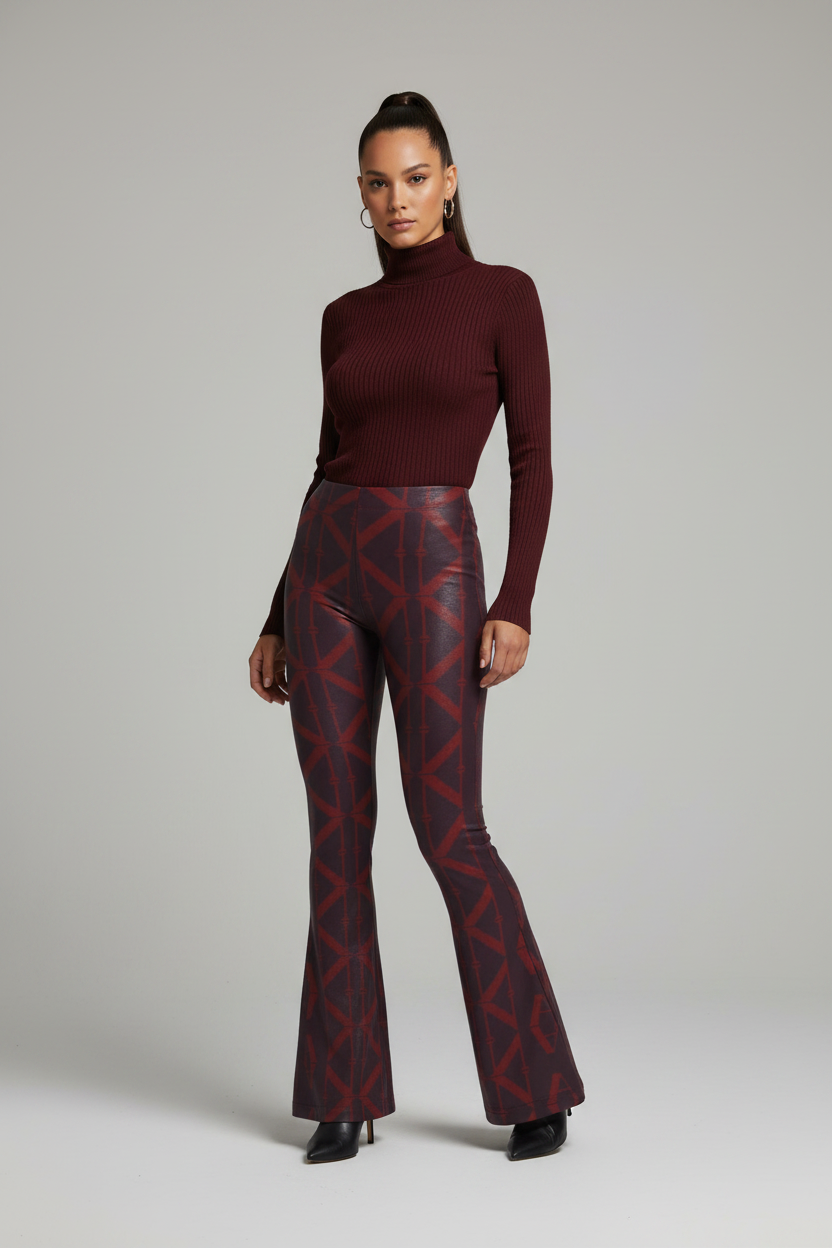 High-Rise Flared Leggings Red Logo