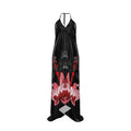 Halterneck Red Dragonfly backless dress