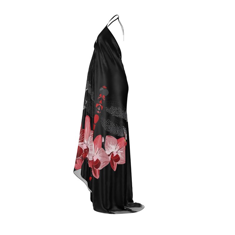 Halterneck Red Dragonfly backless dress