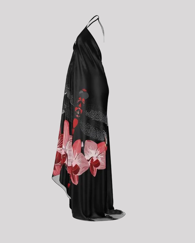Halterneck Red Dragonfly backless dress