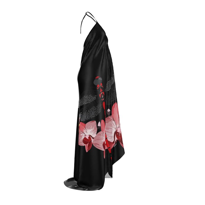Halterneck Red Dragonfly backless dress
