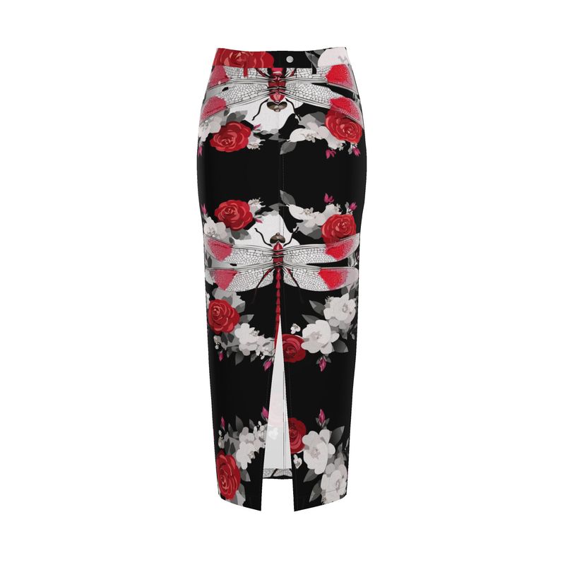Denim Maxi Skirt Red Dragonfly