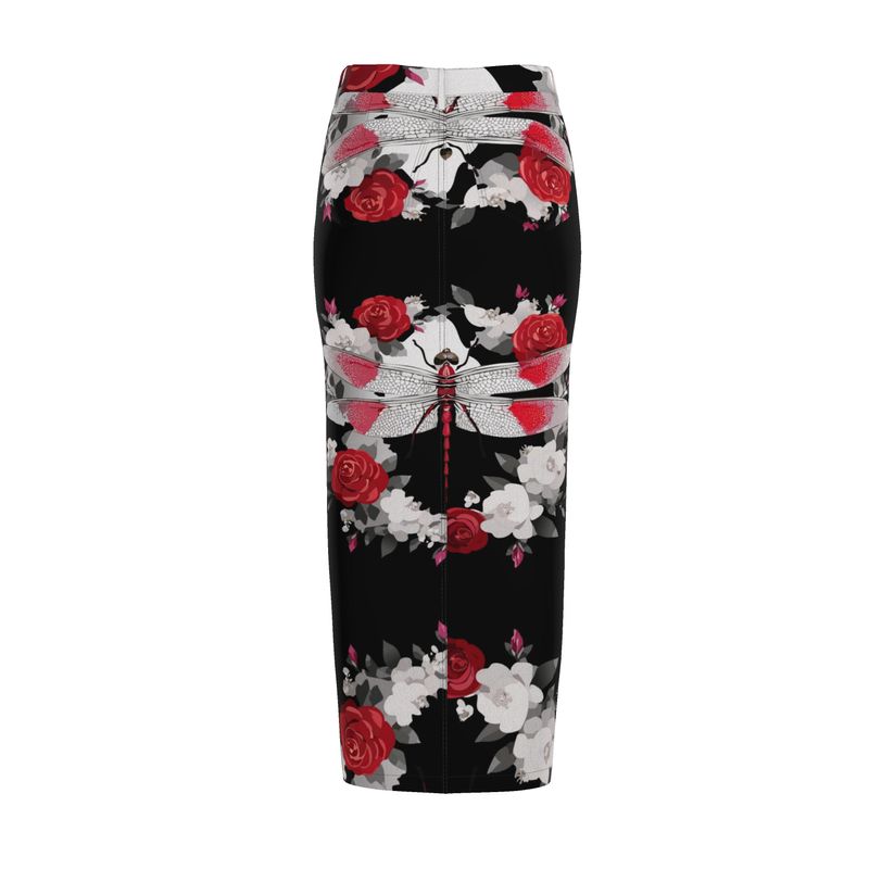 Denim Maxi Skirt Red Dragonfly