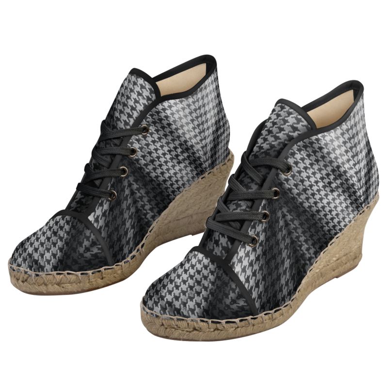 Ladies Wedge Espadrilles pied de coq pattern