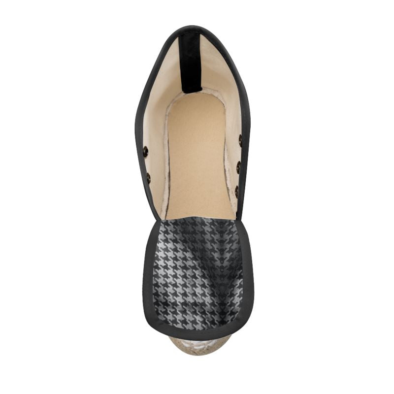 Ladies Wedge Espadrilles pied de coq pattern