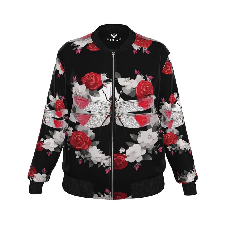Ladies Bomber Jacket Red Dragonfly