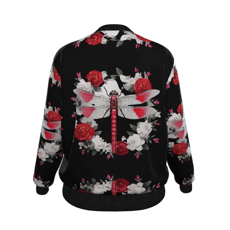 Ladies Bomber Jacket Red Dragonfly