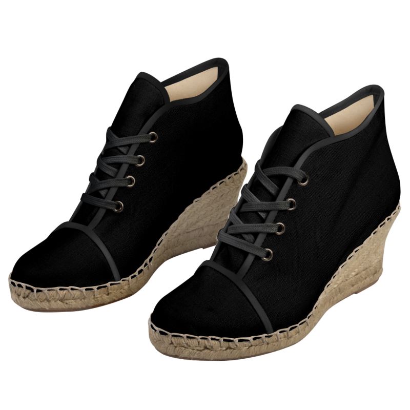 Ladies Wedge Espadrilles Black