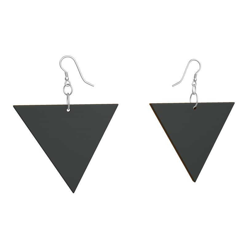 Wooden Earrings Geometric Shapes in dark blue-green