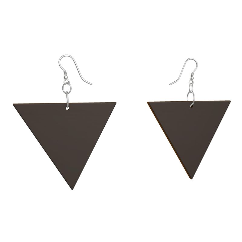 Wooden Earrings Geometric Shapes Dark Brown