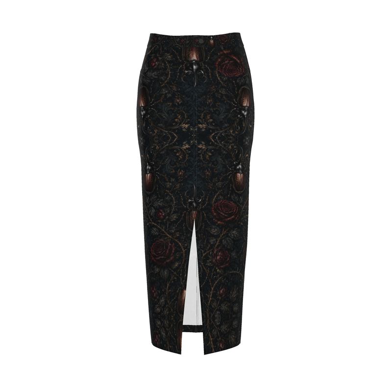 Denim Maxi Skirt Rhino beetle Red Details