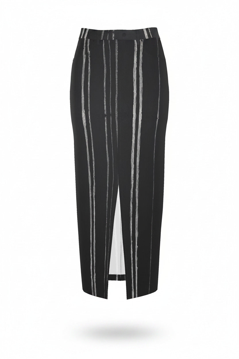 NimiaN White Stripes Denim Maxi Skirt