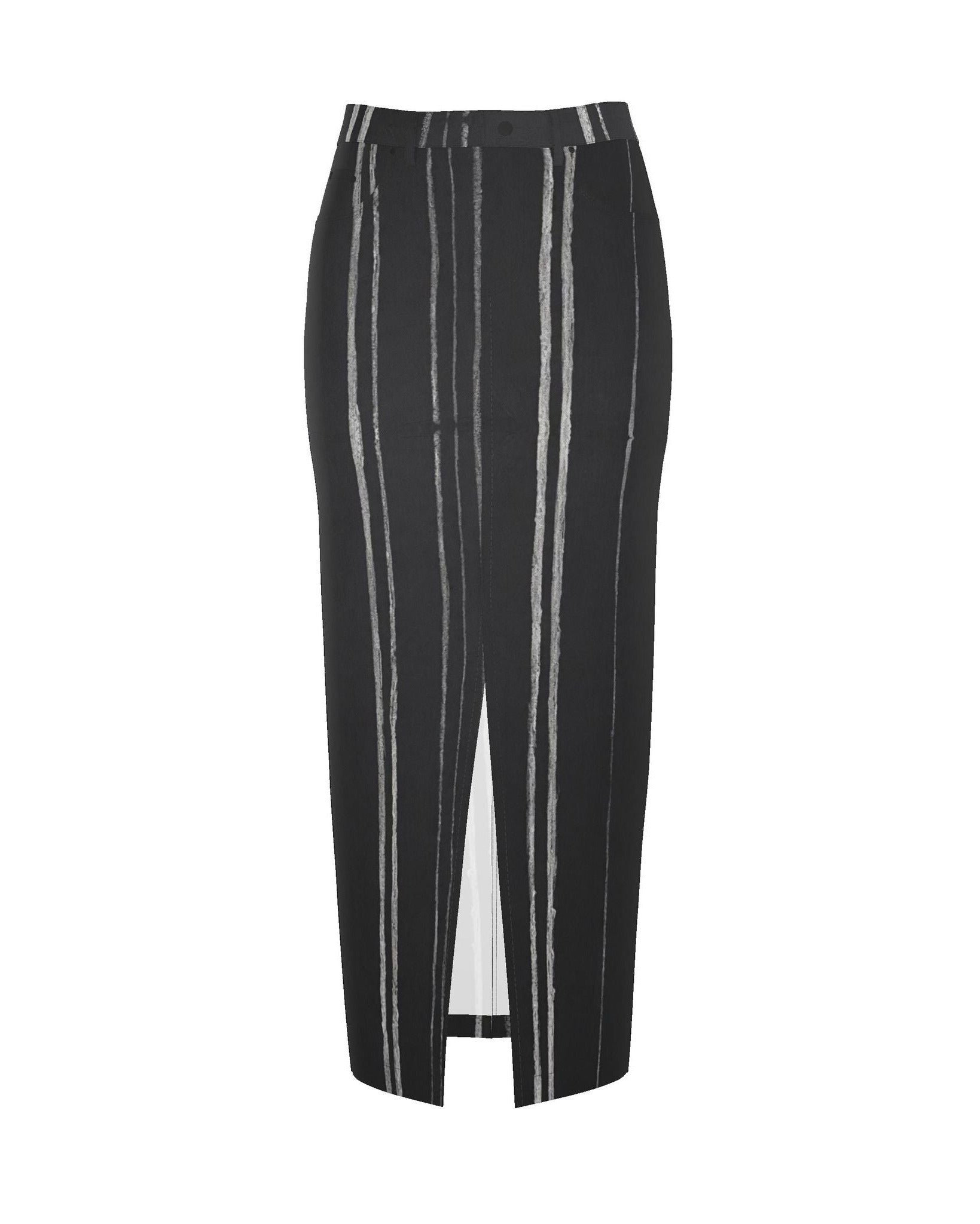 Denim Maxi Skirt White Stripes