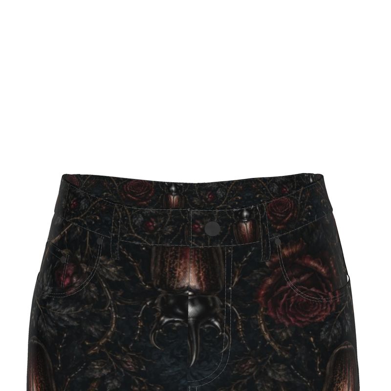 Denim Maxi Skirt Rhino beetle Red Details