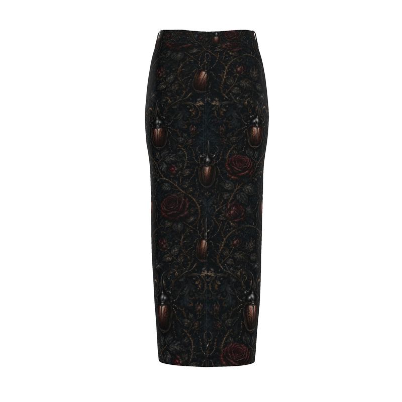 Denim Maxi Skirt Rhino beetle Red Details