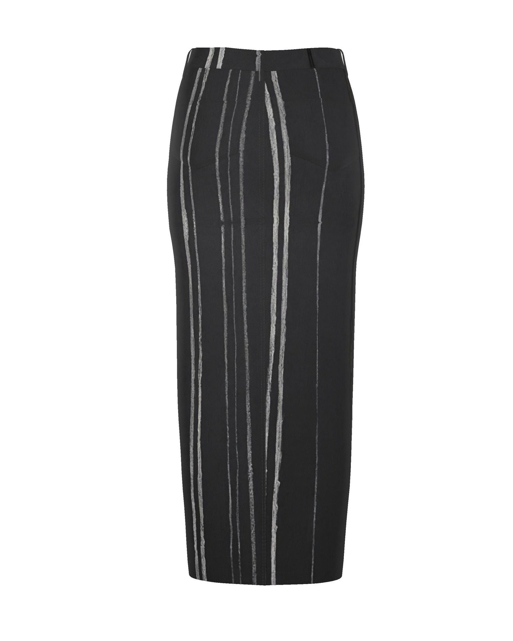 Denim Maxi Skirt White Stripes