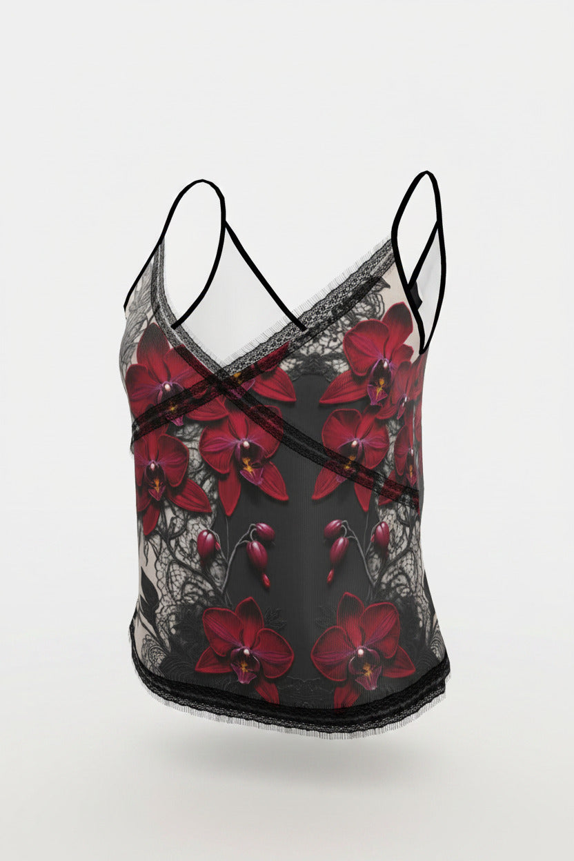 NimiaN Red Orchid Pure Silk Cami Top