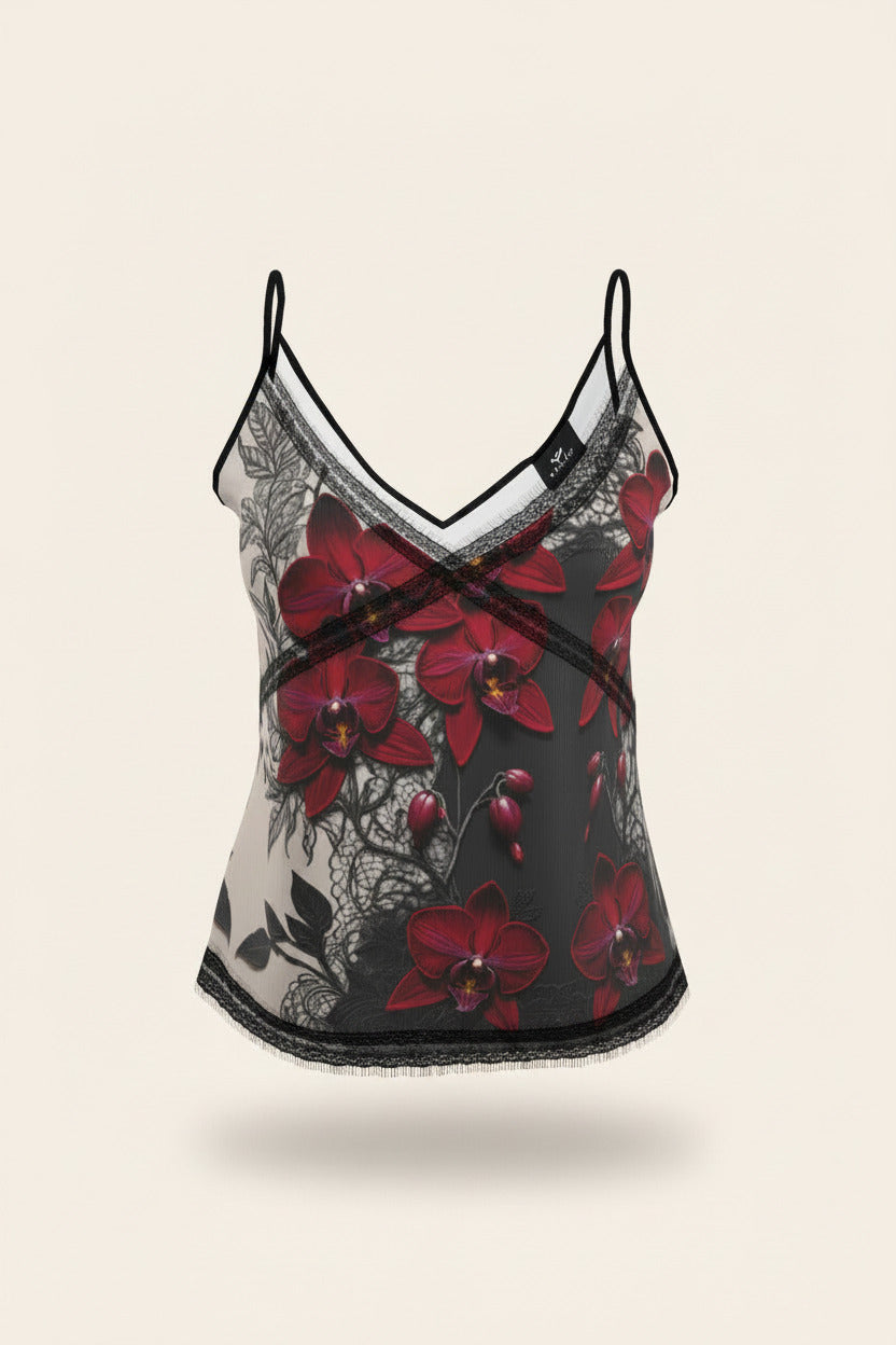 NimiaN Red Orchid Pure Silk Cami Top