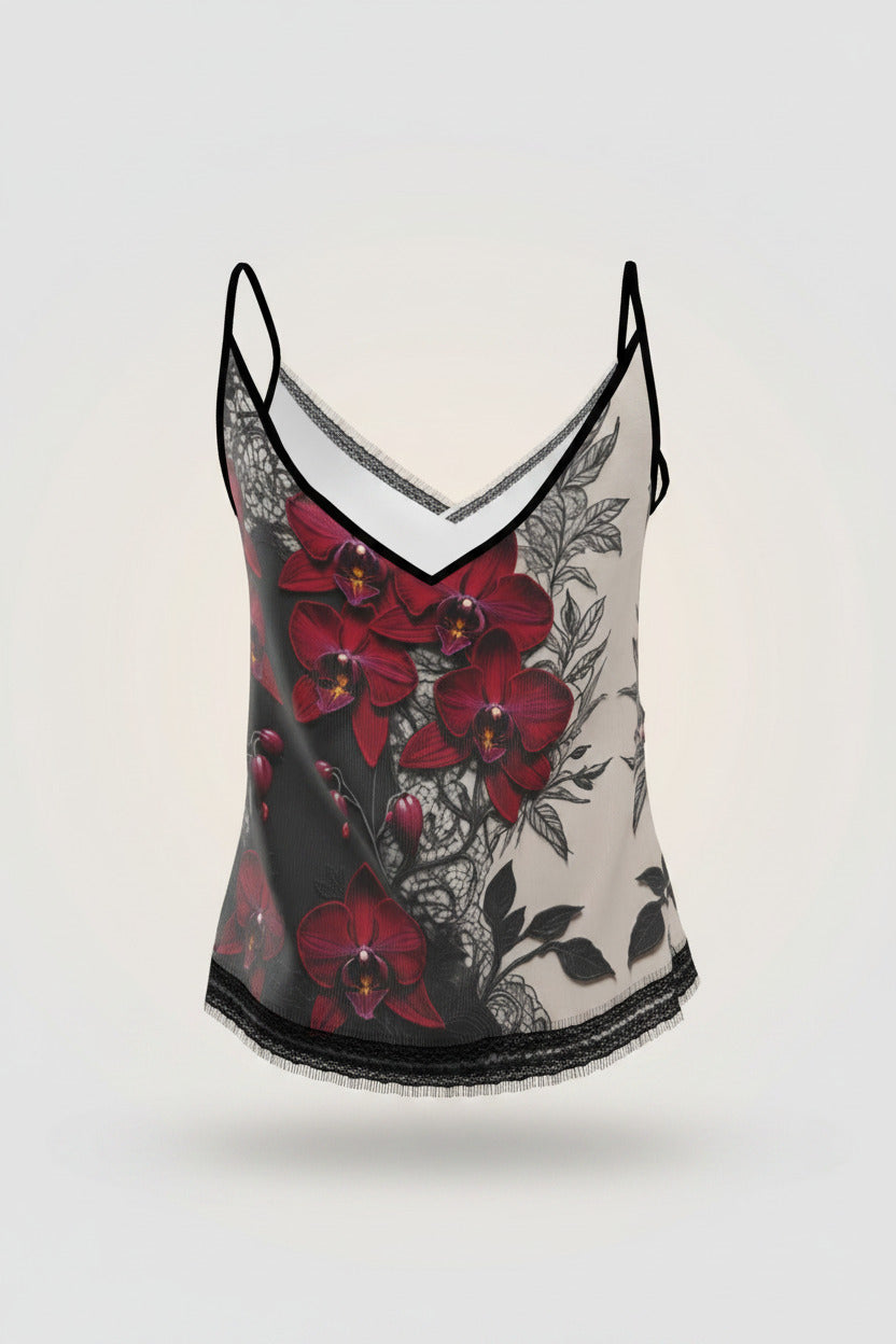 NimiaN Red Orchid Pure Silk Cami Top
