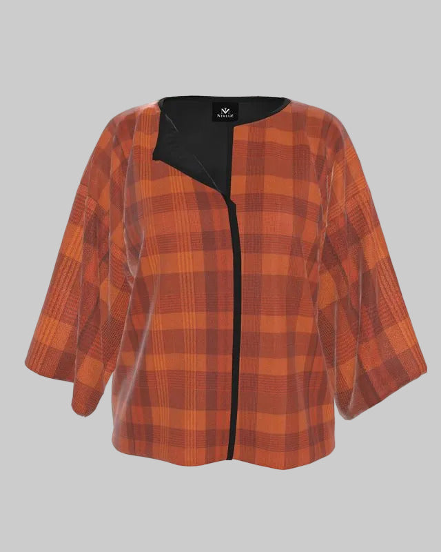 Kimono Jacket Orange Tartan