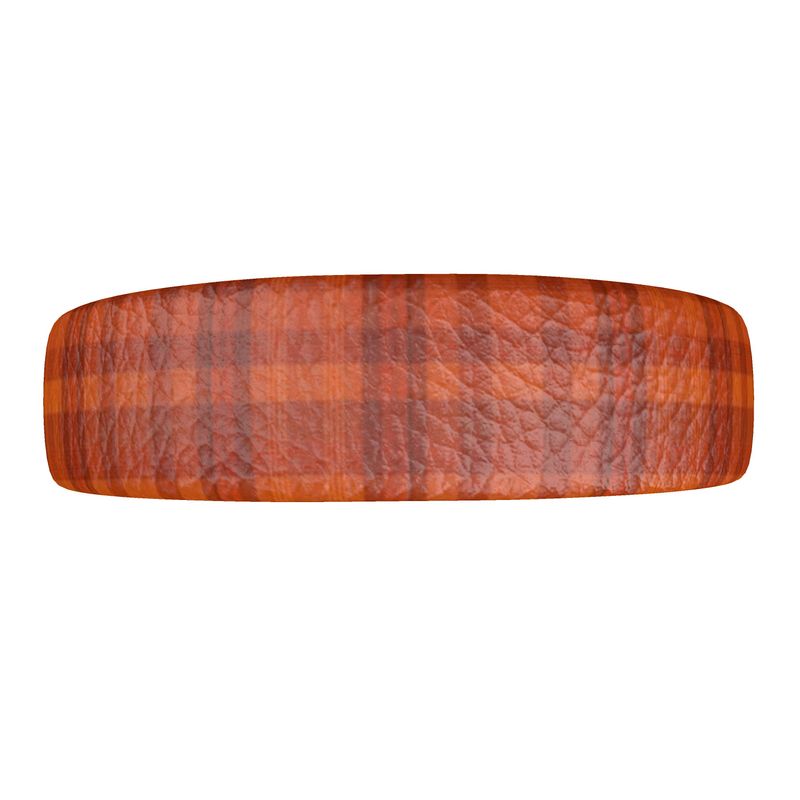 Leather Headband Orange Tartan Pattern