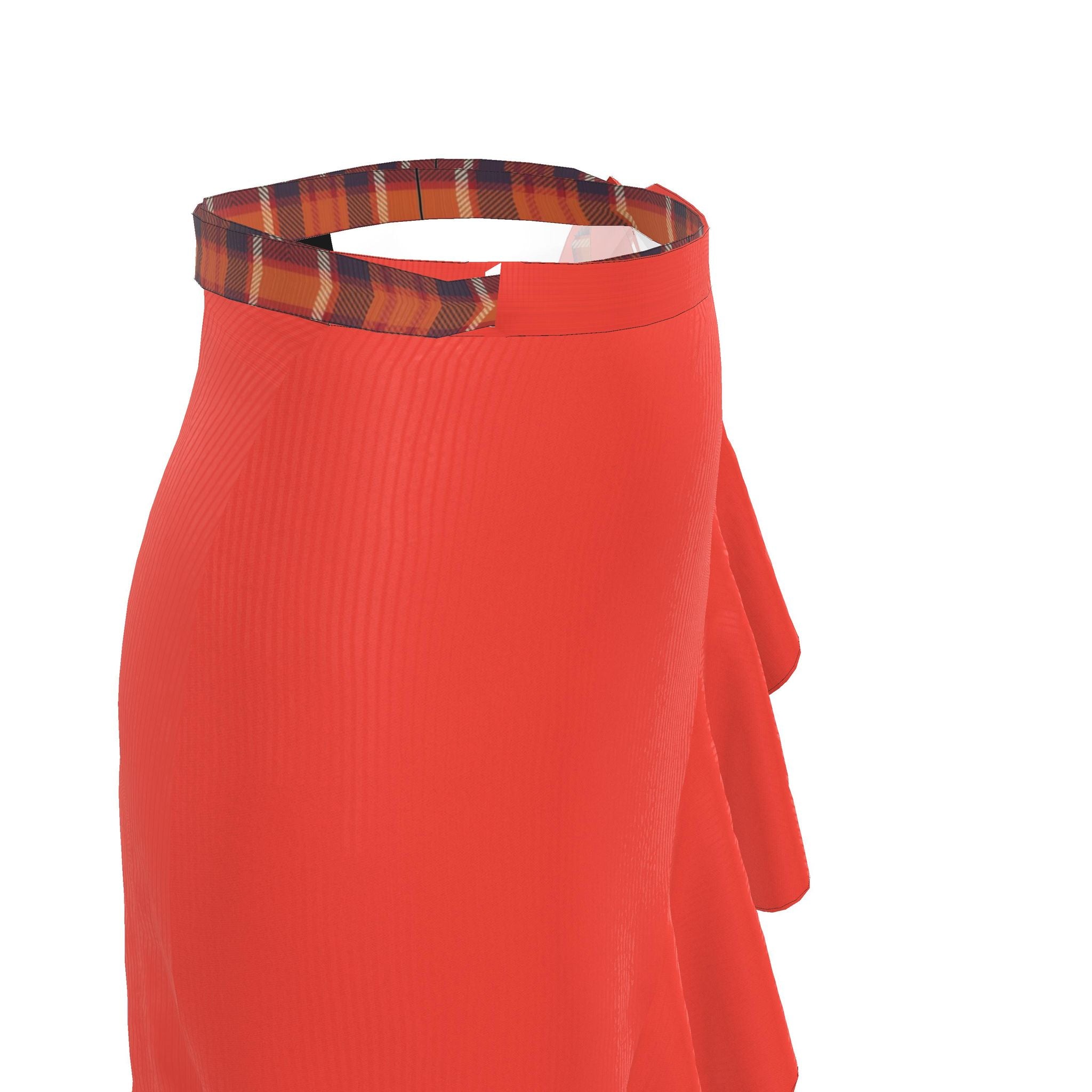 Flounce Skirt Blood Orange Tartan Pattern