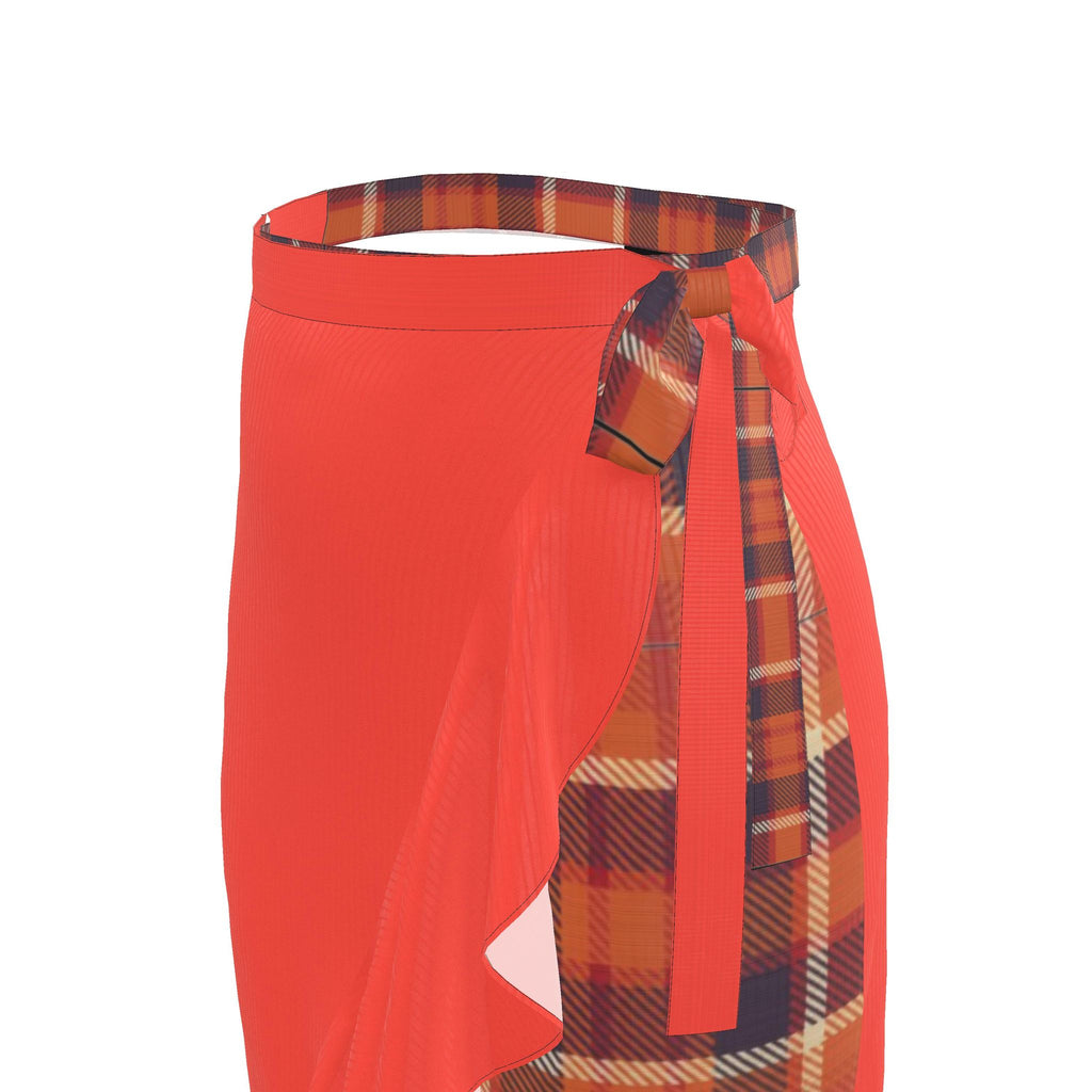 Flounce Skirt Blood Orange Tartan Pattern